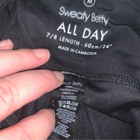 Sweaty Betty Black All Day Ruched Hem 7/8 Gym Leggings M - Picture 6 of 10